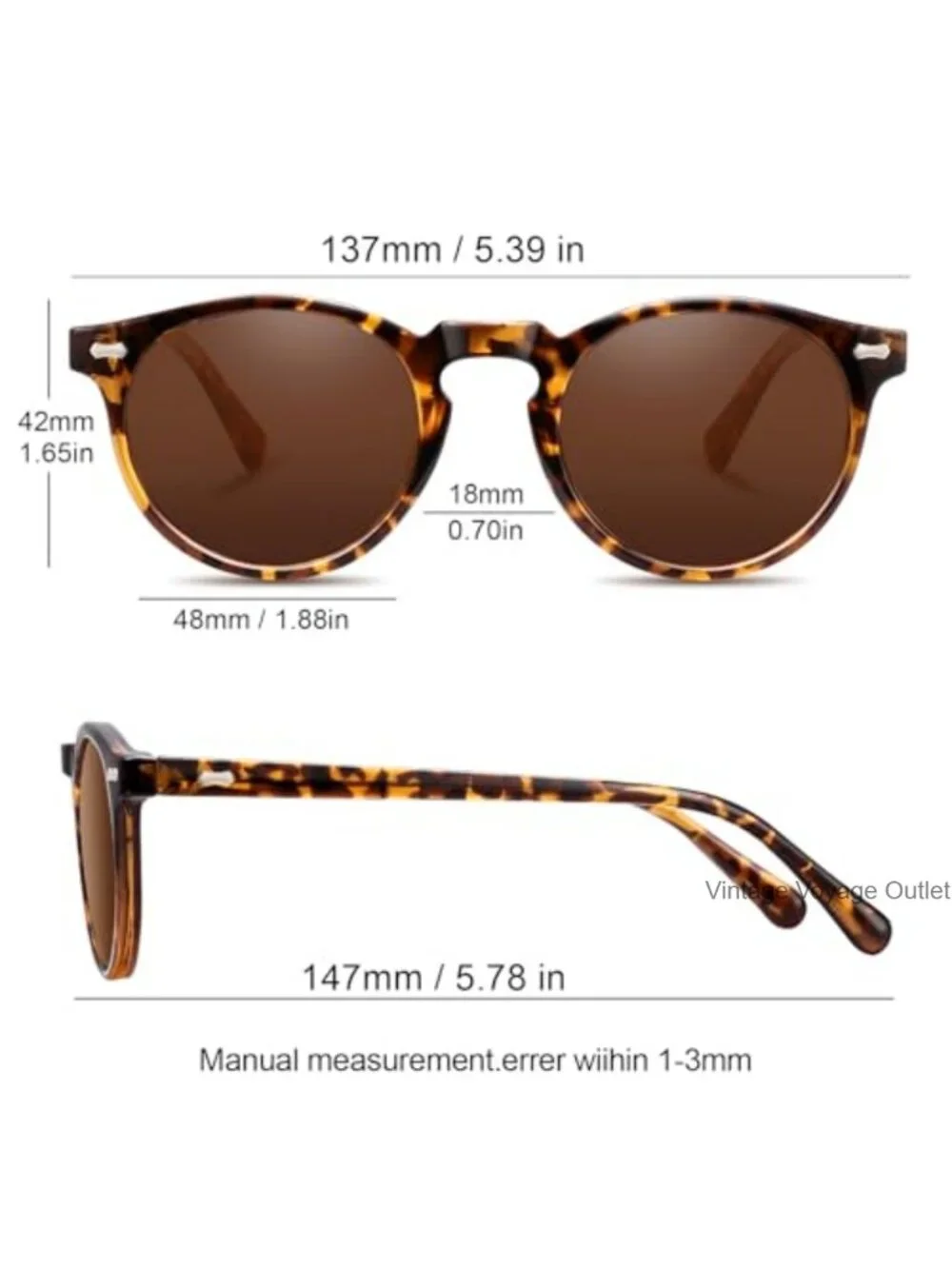 Retro Round Polarized Sunglasses for Women Vintage Circle Sun Glasses UV